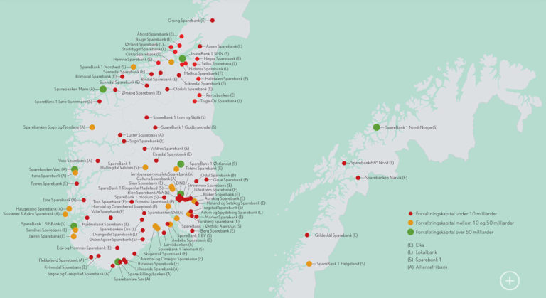 kart over norske sparebanker